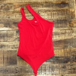 Red One Shoulder Bodysuit